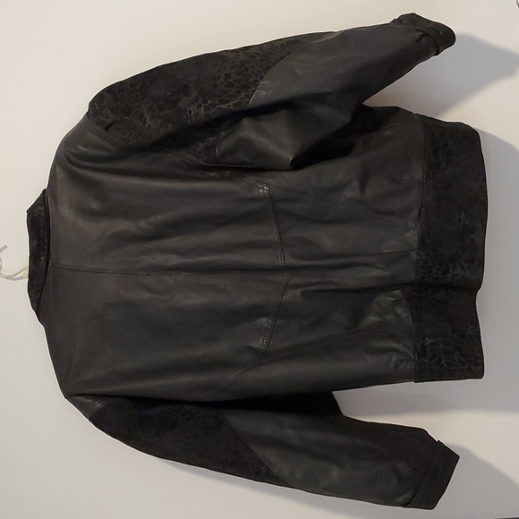 Winlit Black leather dolman batwing sleeve jacket moto Large - Picture 3 of 10